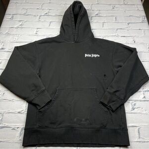 Palm Angels Distressed Logo Hoodie Pull Over Black Men’s Size L